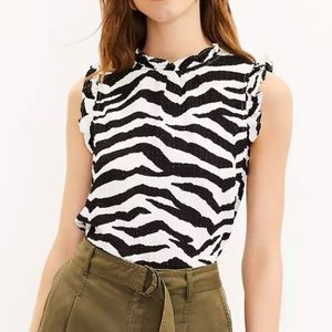 LOFT Tiger Print Textured Ruffle Top